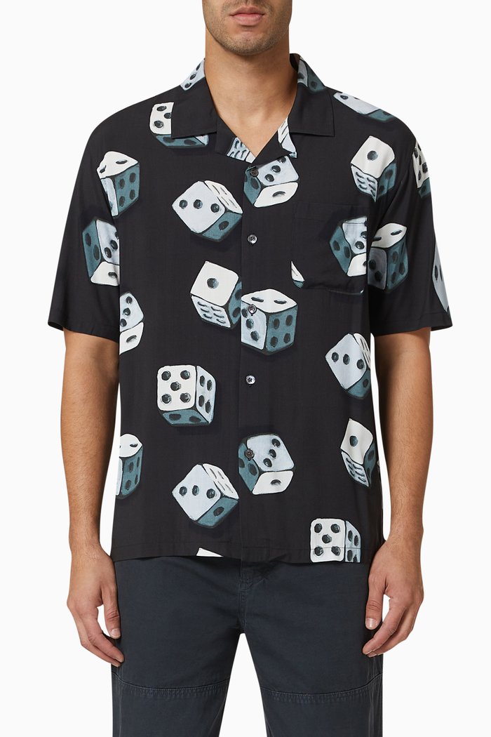 

Dice Pattern Shirt in Viscose, Black