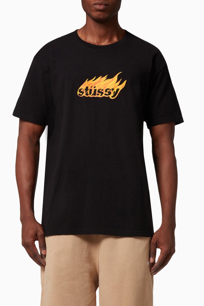 

Flames T-Shirt in Cotton, Black