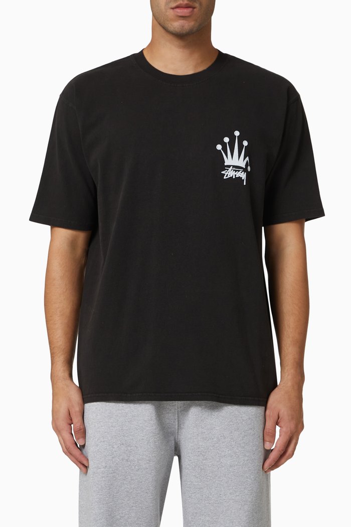 Regal Crown T-shirt in Cotton, Black