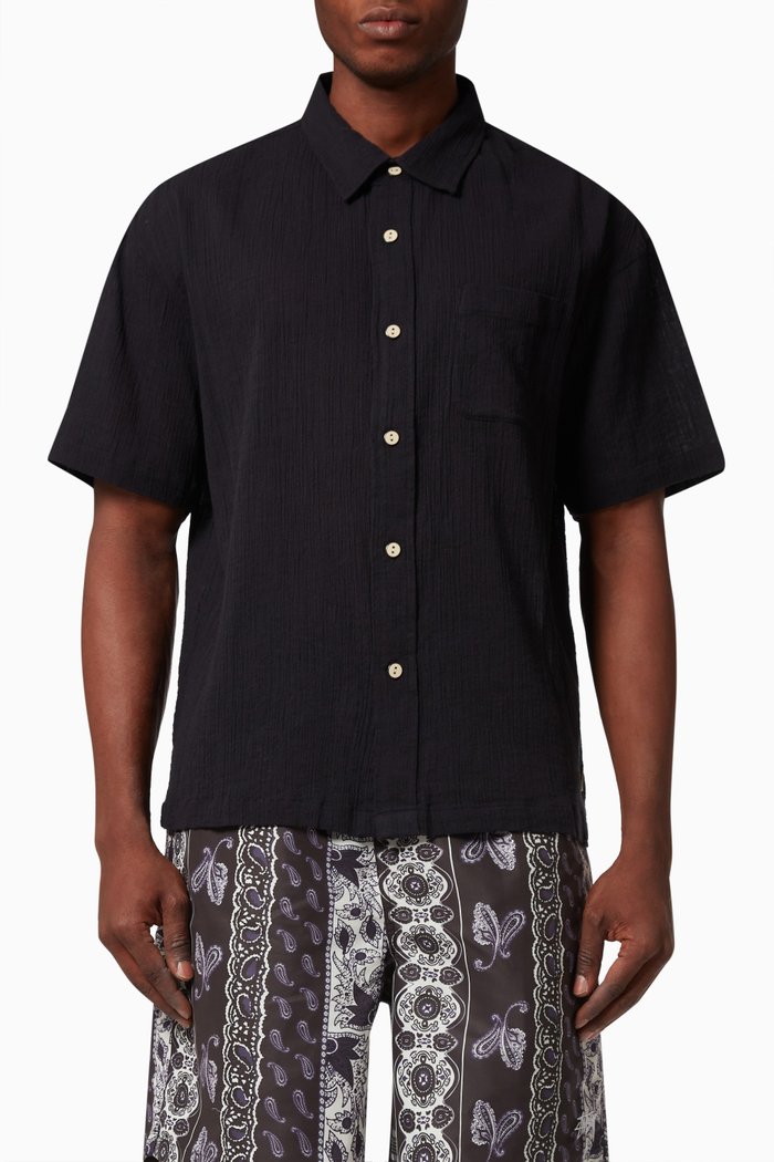 

Shirt in Wrinkly Gauze Cotton, Black