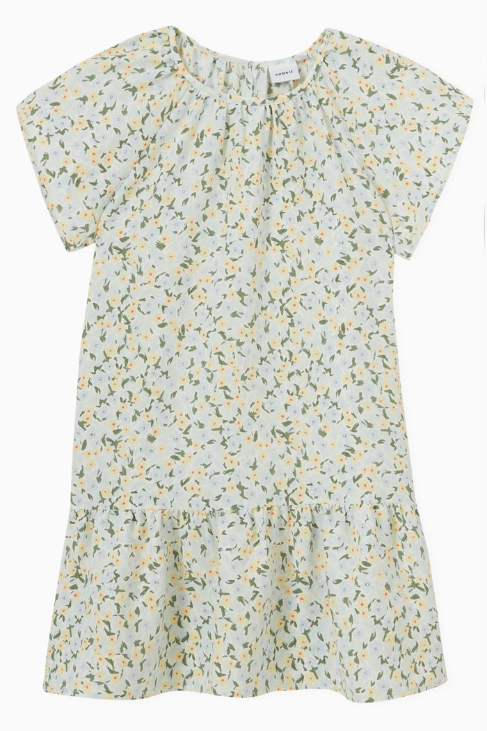 

Finna Floral Dress in Cotton, Blue