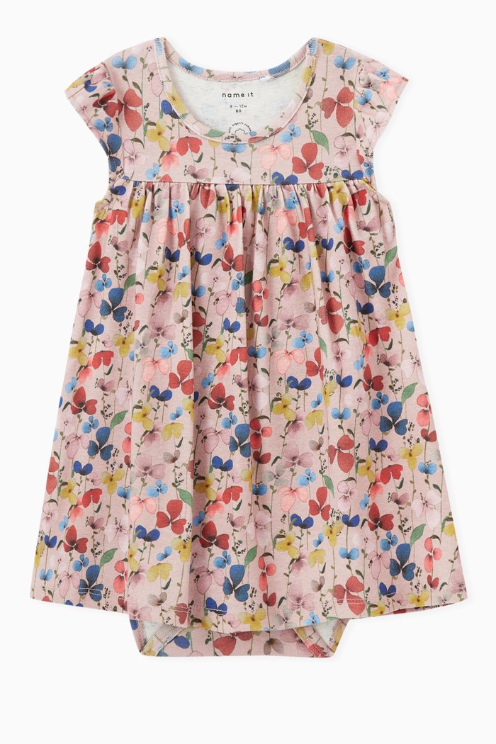 

Floral Dress in Organic Cotton, Purple