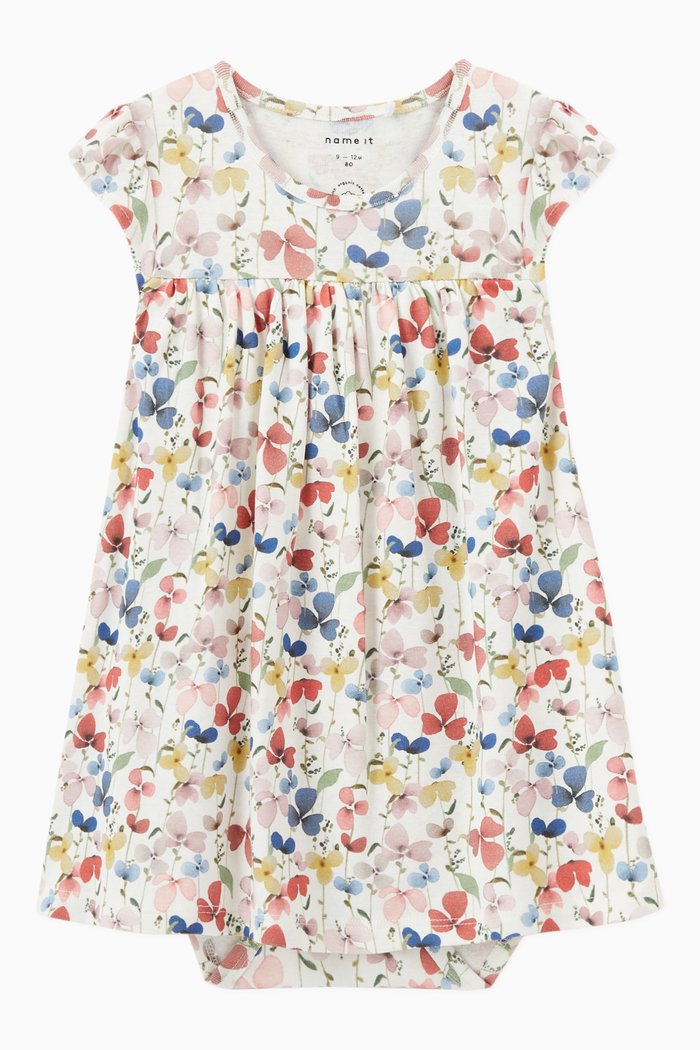 

Floral Dress in Organic Cotton, White