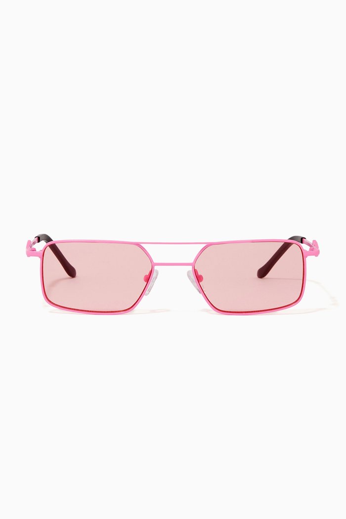 

Devon Rectangular Sunglasses in Metal, Pink