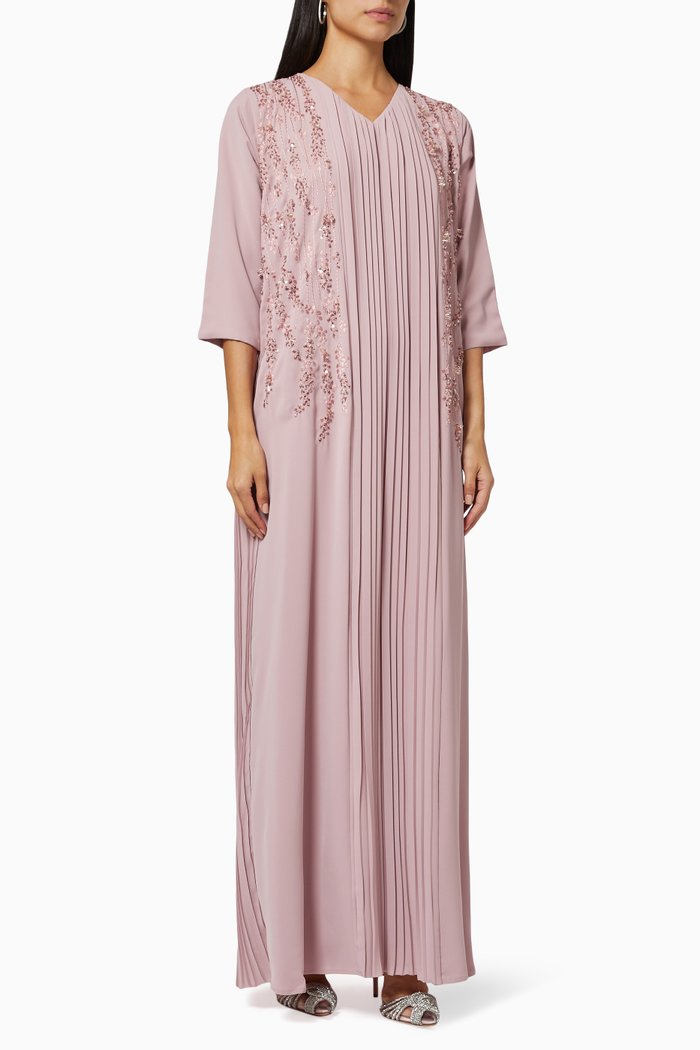 

Embellished Pleated Kaftan, Pink