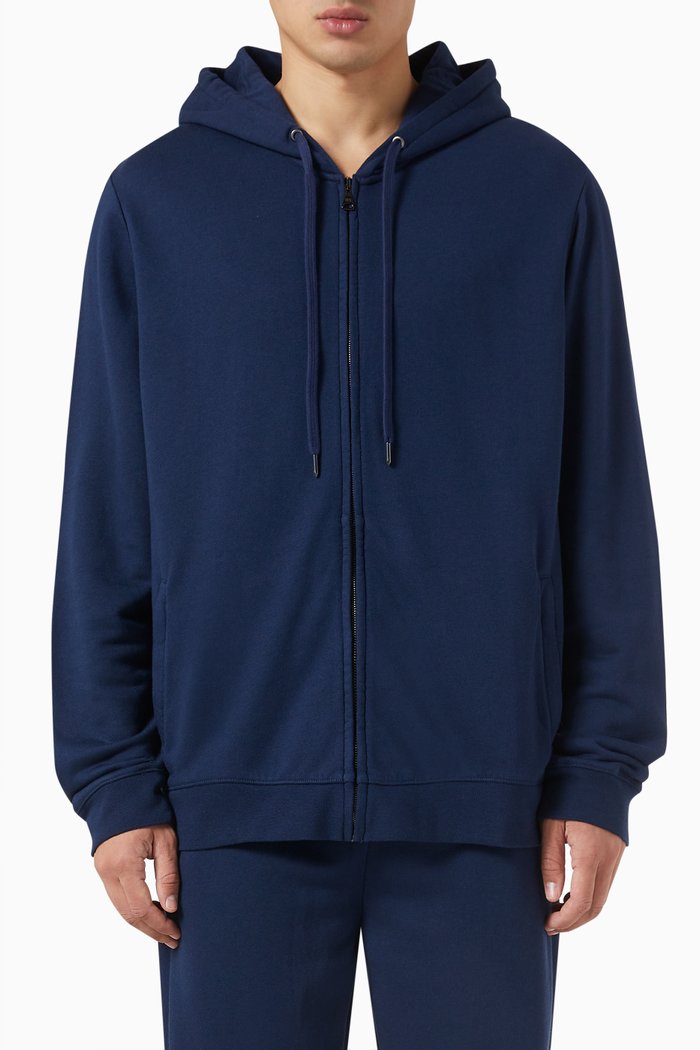 Quinn Zip-up Hoodie in Cotton-modal Jersey, Blue