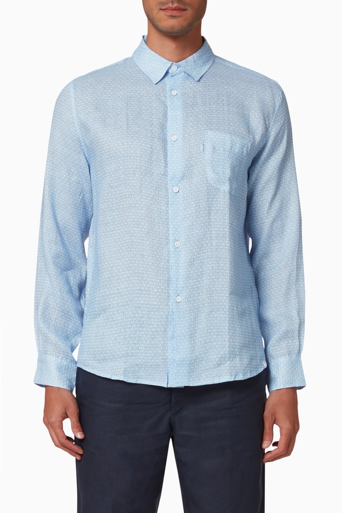 Milan 15 Shirt in Linen, Blue