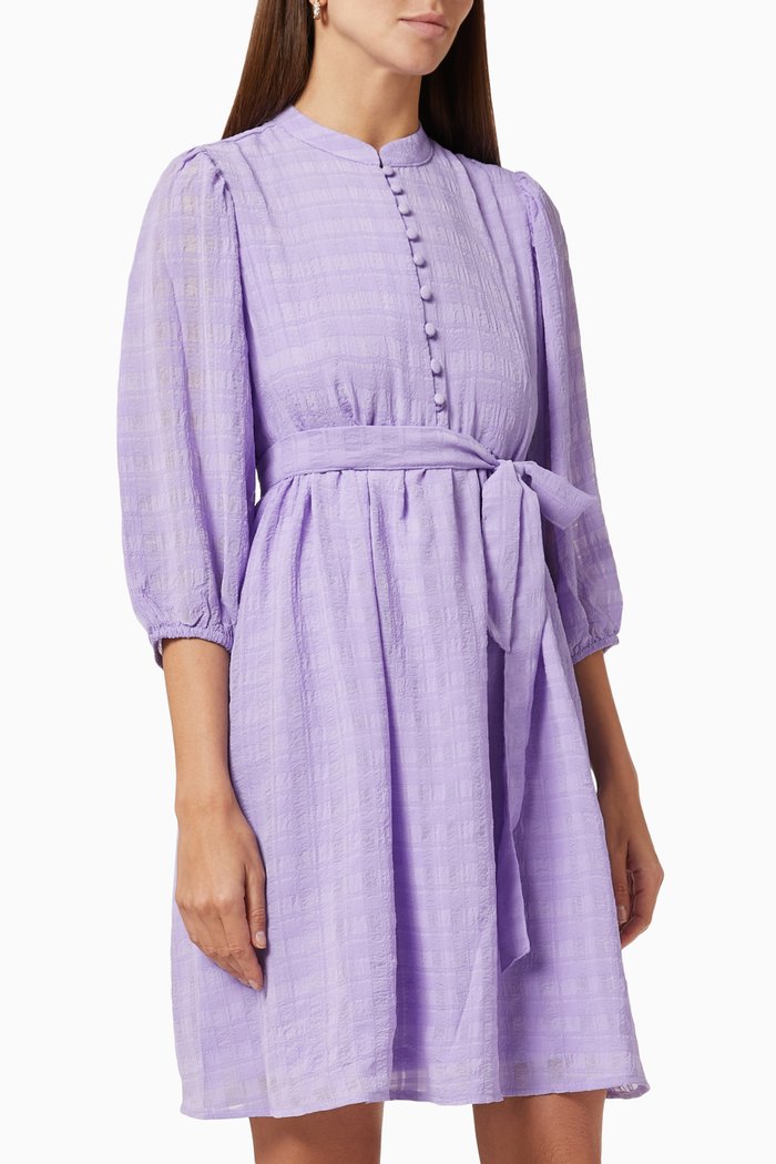 

Fiona Short Dress in Textured Recycled Fabric, Purple