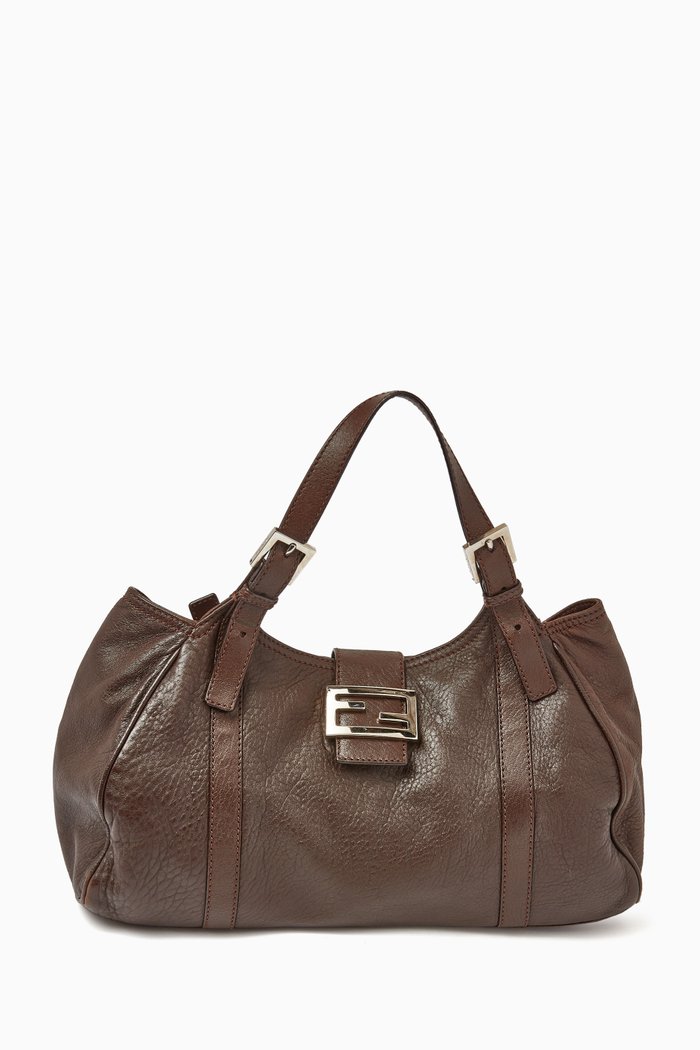 

Monogram Shoulder Bag in Leather, Brown