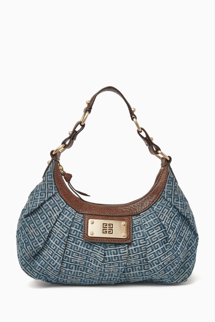 

Shoulder Bag in Denim & Leather, Blue