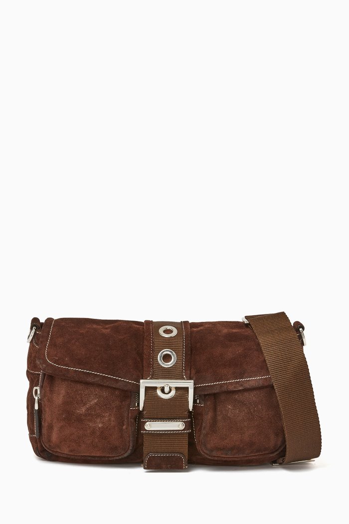 

Shoulder Bag in Suede, Brown