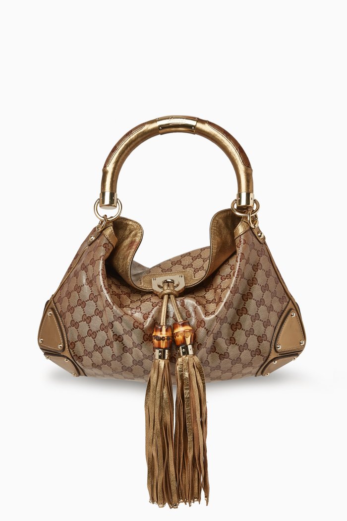 

Indy Large Top Handle Bag in GG Canvas, Brown
