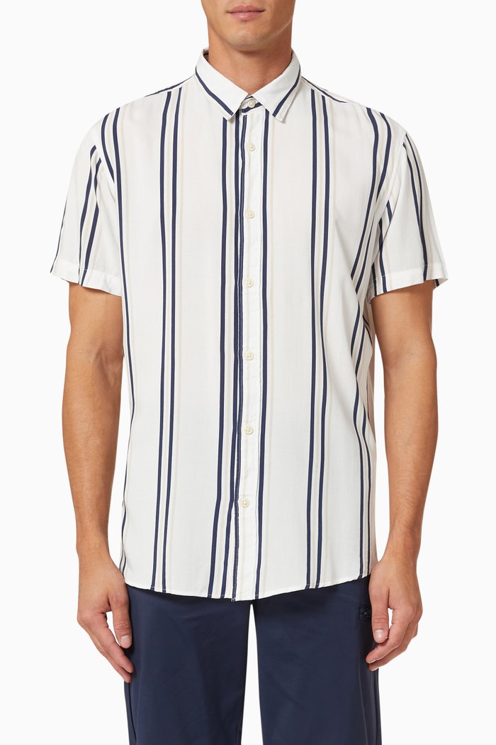Striped Shirt in Cotton, Neutral