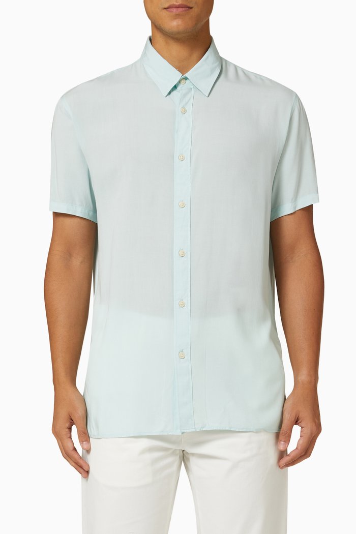 Plain Shirt in Viscose, Blue