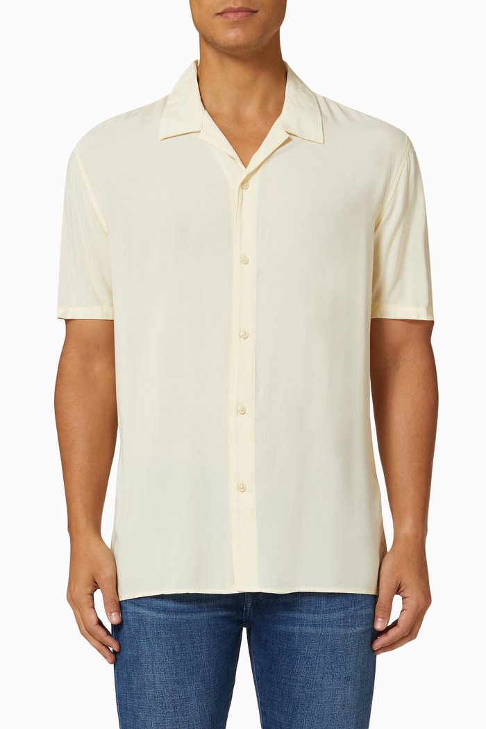Plain Shirt in Viscose, Yellow