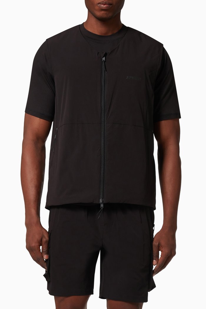 

247 Zip Gilet in Technical Nylon, Black