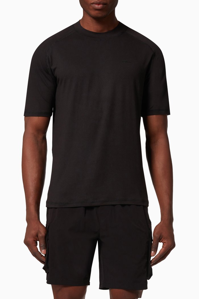 

247 Raglan Crewneck T-shirt in Stretch Technical Jersey, Black