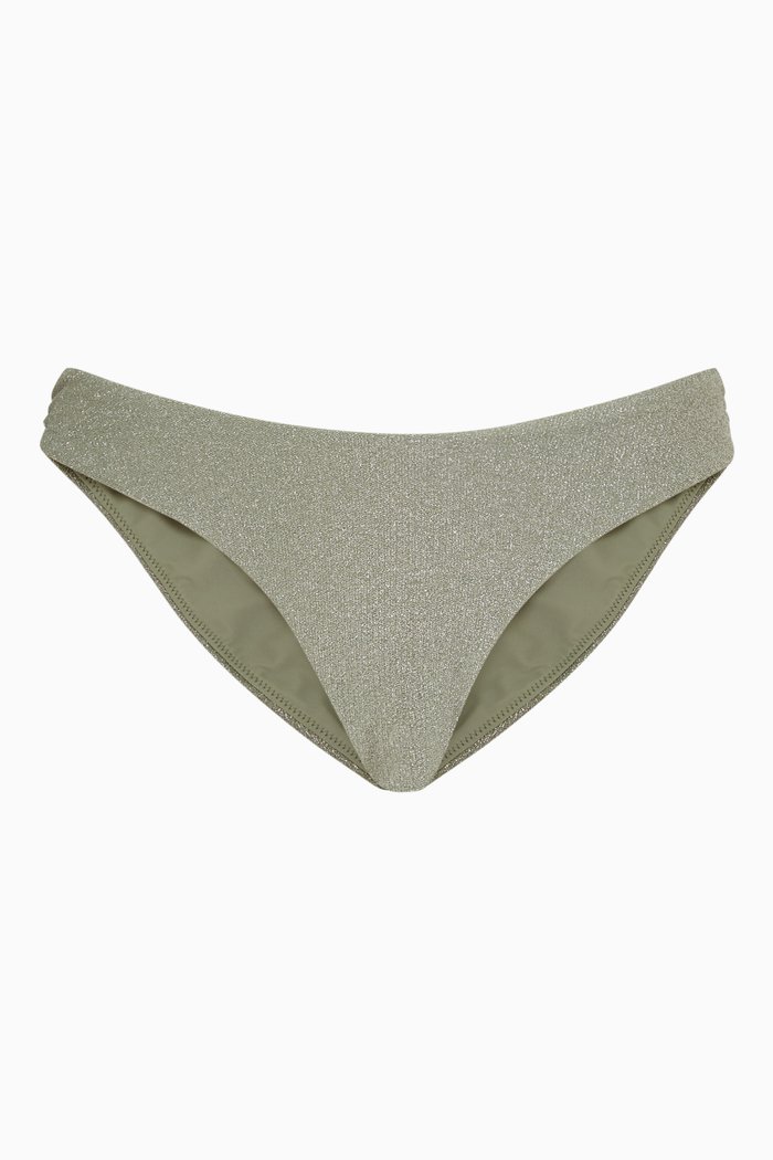 

Bridgette Bikini Bottom in Metallic Nylon Spandex, Green