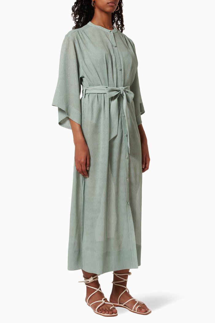 

Odelia Flowy Midi Dress in Metallic Viscose, Green