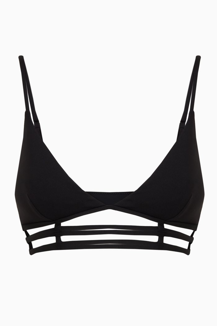 

Eunice Strappy Solid Bikini Top, Black