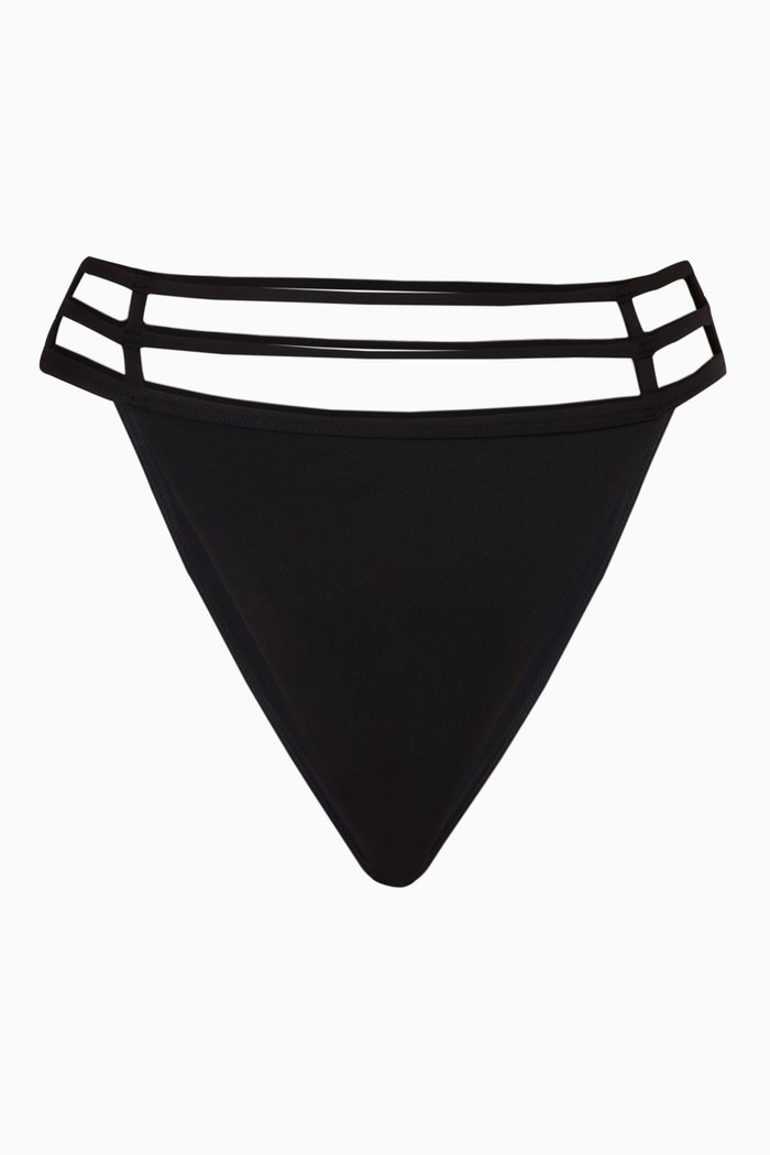 

Amenda Strappy Solid Bikini Bottom, Black