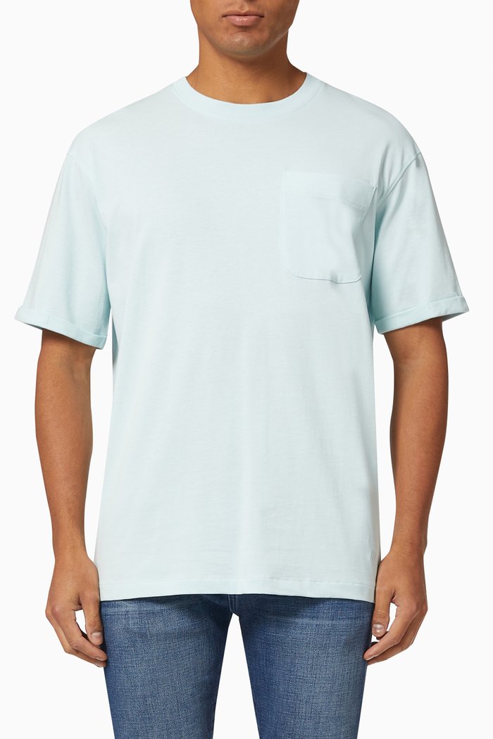 

Crew Neck T-Shirt in Cotton Blend, Blue