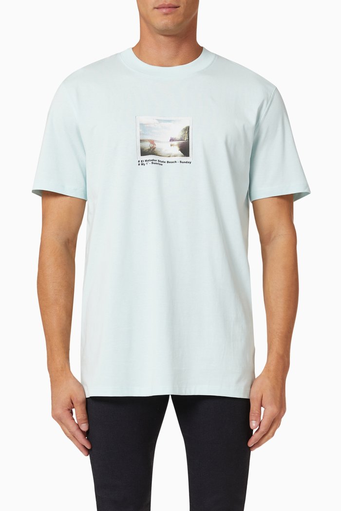 Crew Neck T-shirt in Cotton Jersey, Blue