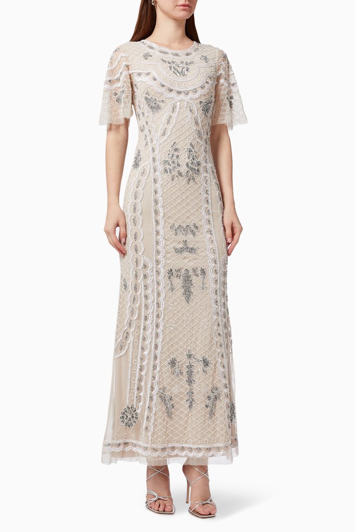 Sequin Embellished Dress in Tulle, Pink