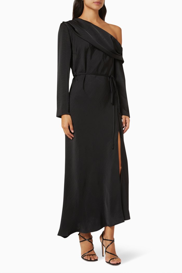 

Two Souls Midi Dress in Viscose Sheen, Black