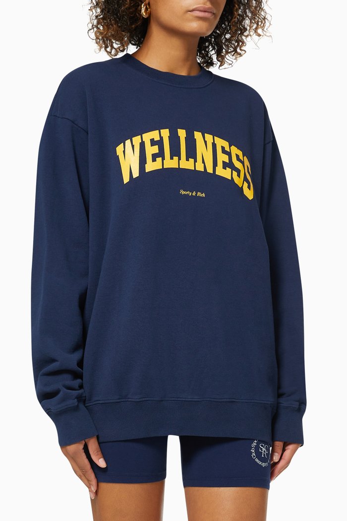 Wellness Ivy Crewneck Sweatshirt in Cotton, Blue