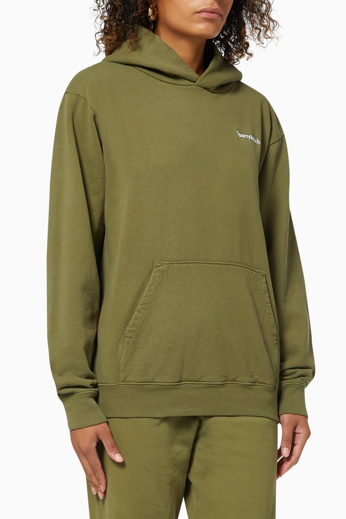Logo Hoodie in Cotton, Green