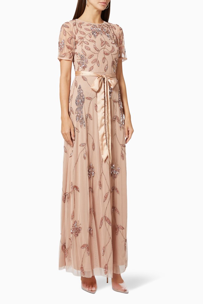 

Sequin Embellished Dress in Tulle, Pink