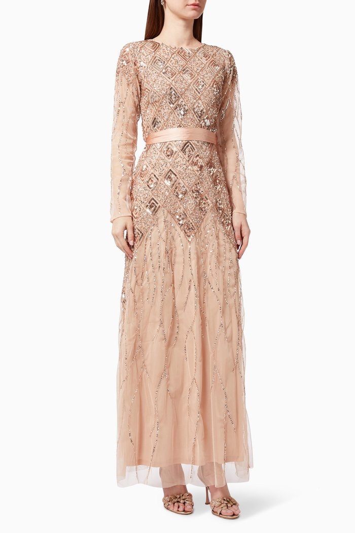 

Sequin Embellished Dress in Tulle, Pink