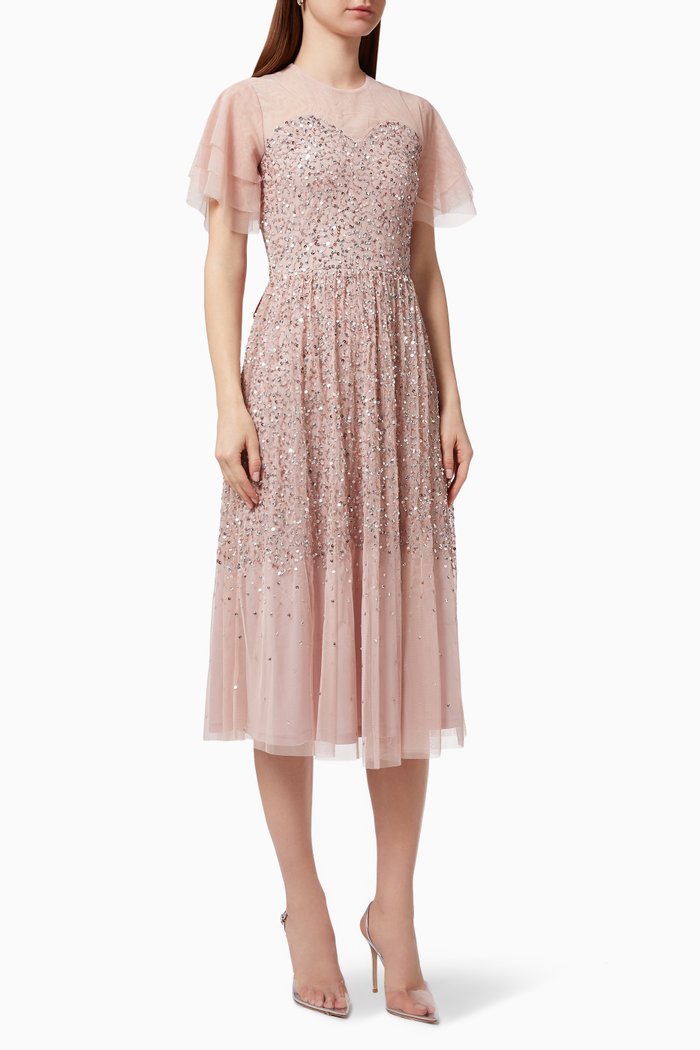 

Sequin Embellished Dress in Tulle, Pink