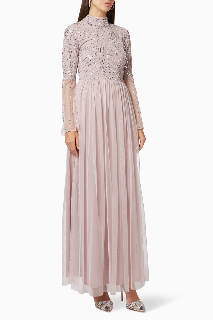 

Sequin Embellished Dress in Tulle, Pink