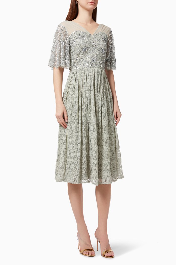 

Sequin Embellished Dress in Tulle, Grey