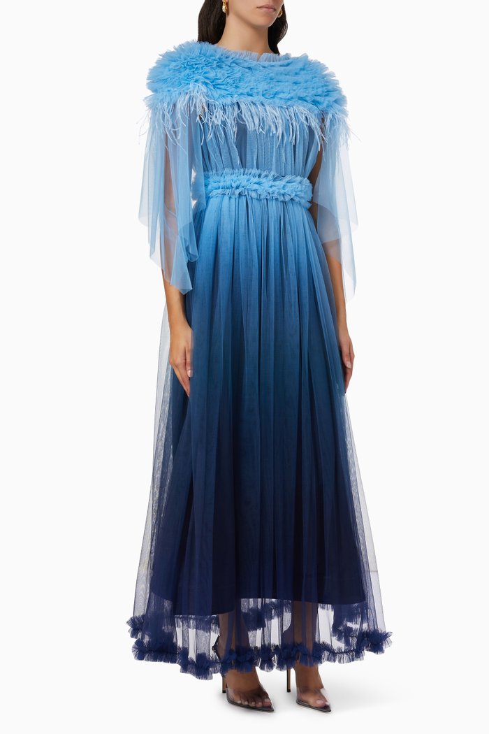

Ruffle Dress in Ombre Tulle, Blue
