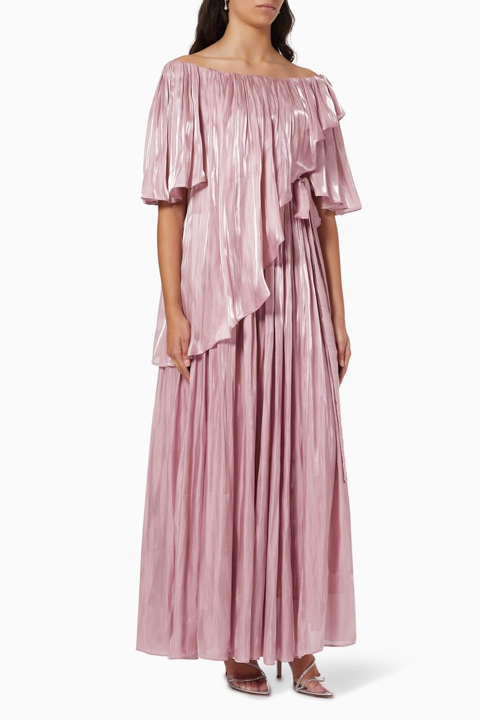 

Pleated Dress in Satin, Pink