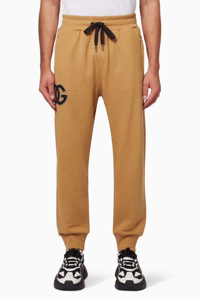 

DG Logo Patch Sweatpants in Cotton Fleece, Brown