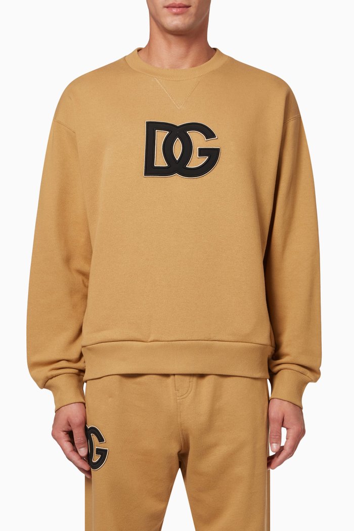 

DG Logo Patch Sweatshirt in Cotton Fleece, Brown