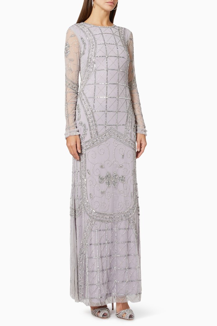 

Sequin Embellished Dress in tulle, Purple