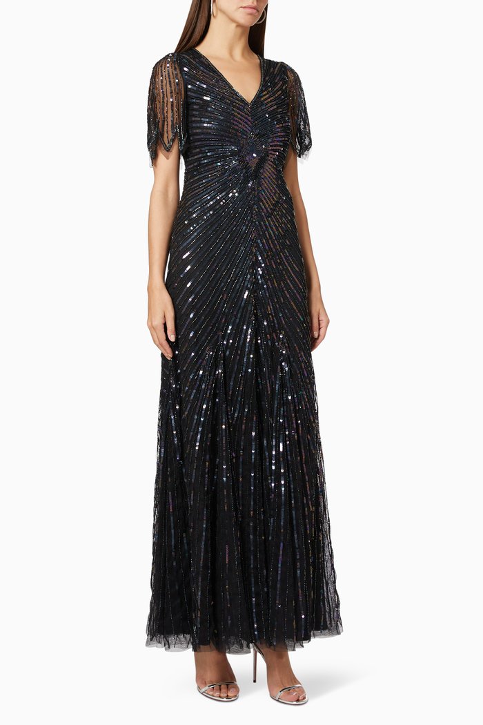 

Sequin Embellished Dress in tulle, Black