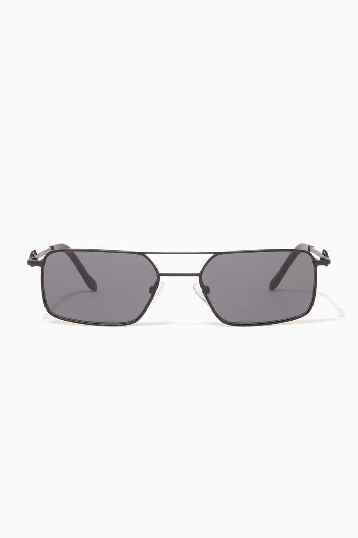

Devon Rectangular Sunglasses in Metal, Black