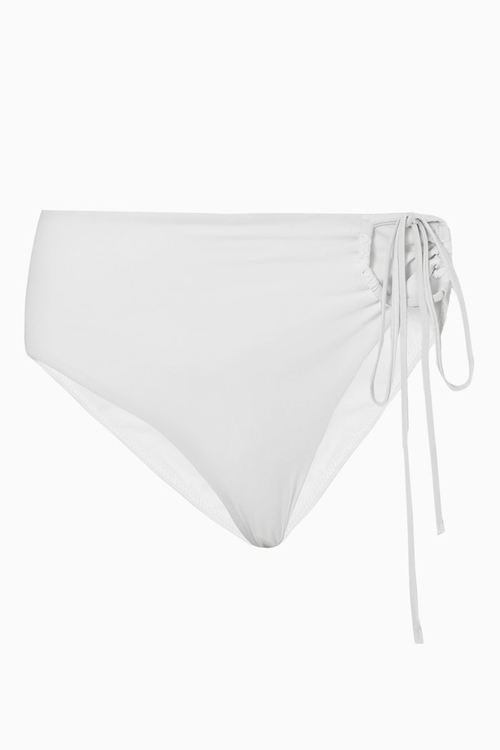

Ruched Side Tie Bikini Brief, White