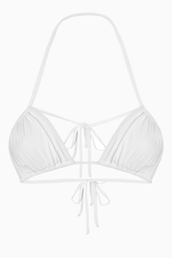 

Ruched Double Strap Bikini Top, White