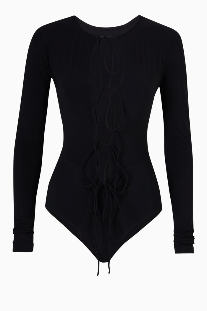 

Bertoia Long Sleeve Ruched One Piece Swimsuit, Black