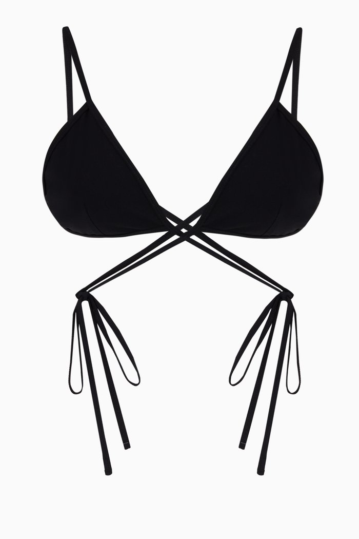 

Looped Tie Bikini Top, Black