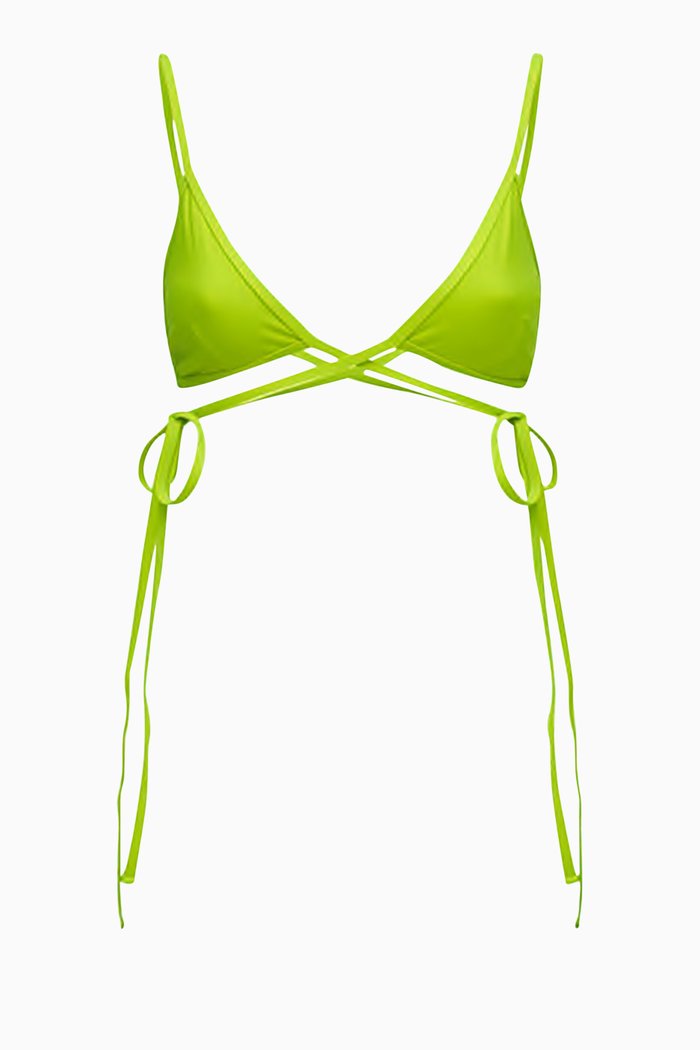 Looped Tie Bikini Top, Green