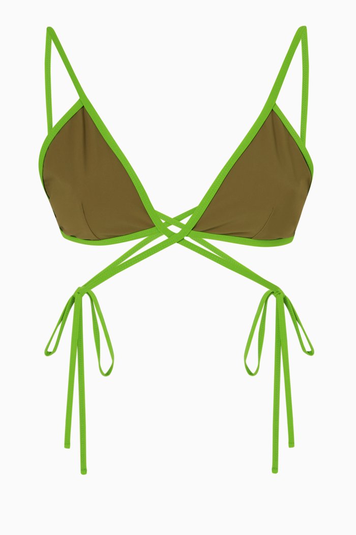 

Looped Tie Bikini Top, Brown