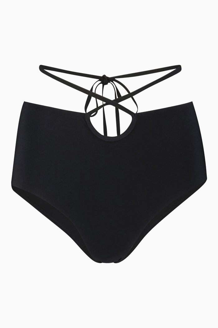

Looped Tie High Bikini Brief, Black